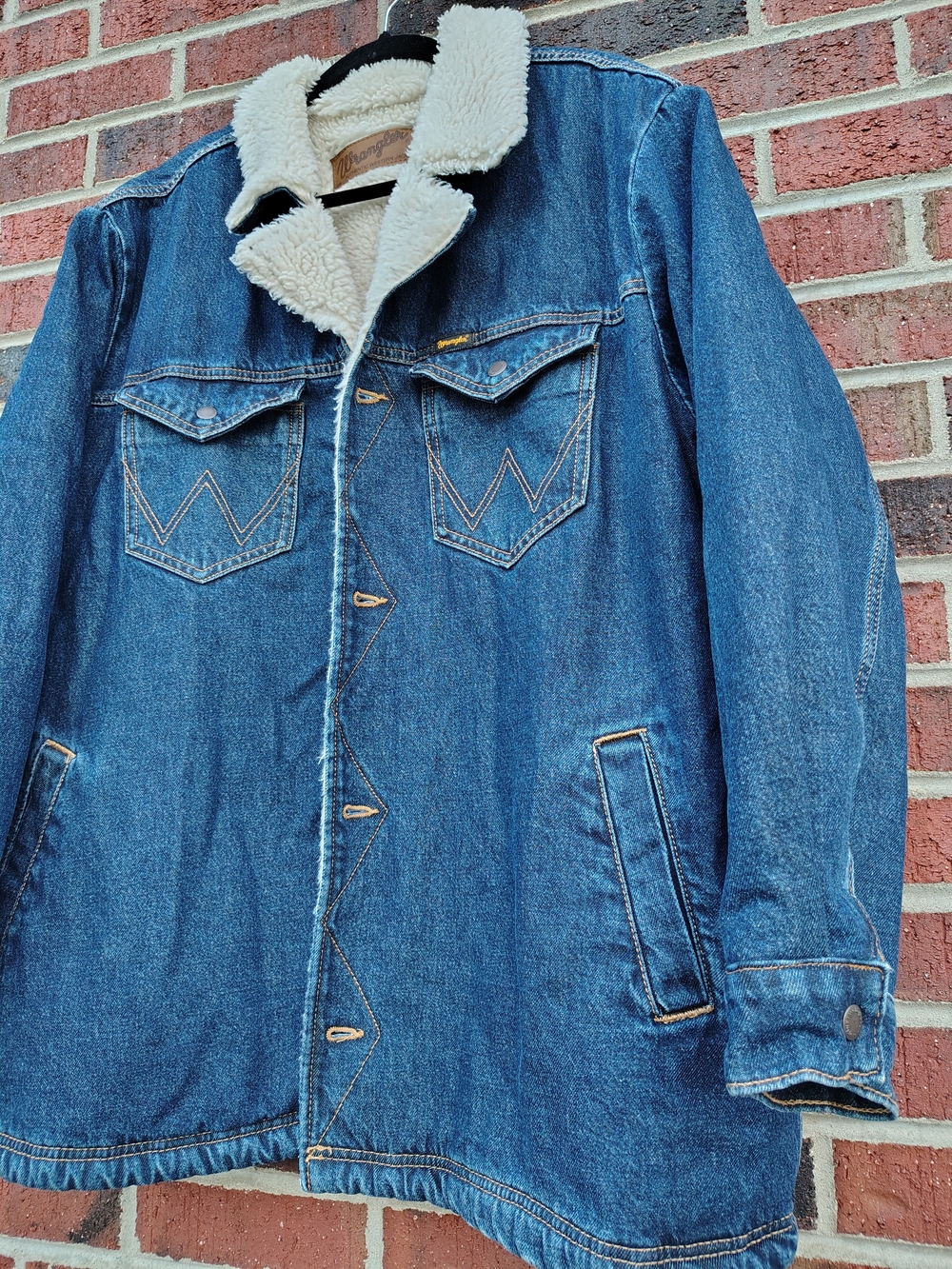 Wrangler Men's Blue Denim Sherpa Jacket XL - Picture 2 of 7